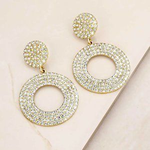 New ~ Anthropologie Ettika "Spinning Records" Crystal Hoop Earrings